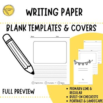 Preview of Primary Writing Paper With Rubrics and Cover Pages