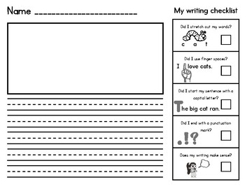 Primary Writing Paper with self-checklist by RaggedyHann | TPT