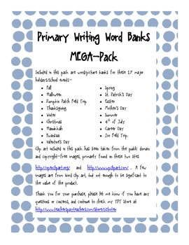 Preview of Primary Writing Picture Word Banks Mega-Pack!