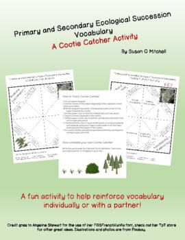 Preview of Primary and Secondary Ecological Succession Vocabulary - Cootie Catcher Activity