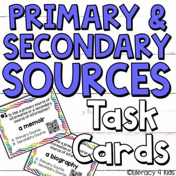 Preview of Primary and Secondary Sources Task Cards