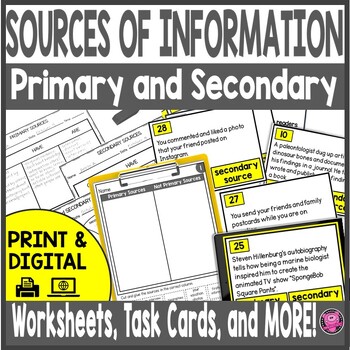 Preview of Primary and Secondary Sources Activities - Primary vs Secondary Sources 