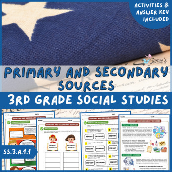 Preview of Primary and Secondary Sources Activity & Answer Key 3rd Grade Social Studies