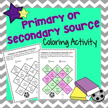 Preview of Primary and Secondary Sources Coloring Activity