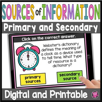 Preview of Primary and Secondary Sources Activities - Primary vs Secondary Sources