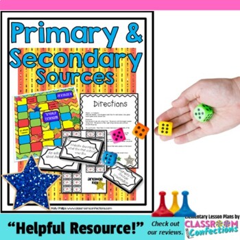Preview of Primary and Secondary Sources Game: Literacy Center Game 3rd 4th 5th 