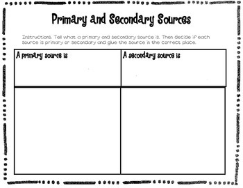 Preview of {Primary and Secondary Sources Sorting Activity}