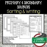 Primary and Secondary Sources Sorting and Writing Activity