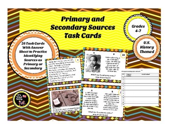 Preview of Primary and Secondary Sources Task Cards