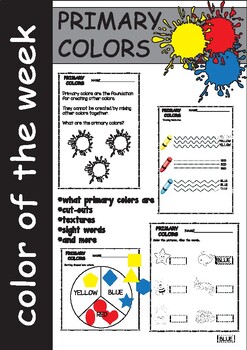 Preview of Primary colors for kindergarten and preschool FULL UNIT with lesson plan