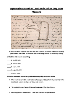 Preview of Primary source analysis: Journals of Lewis and Clark writing activity