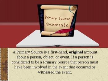 Preview of Primary vs Secondary Source Lesson