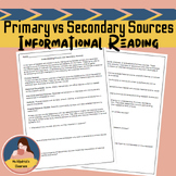 Primary vs Secondary Sources Informational Reading
