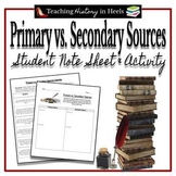 Primary vs. Secondary Sources: Student Note Sheet & Activity