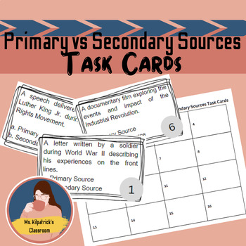 Preview of Primary vs Secondary Sources Practice Task Cards
