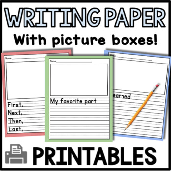 Preview of Primary writing paper with picture box | Sentence starters | Writing Templates
