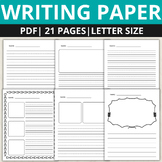 Primary writing paper with picture box and without, Lined 
