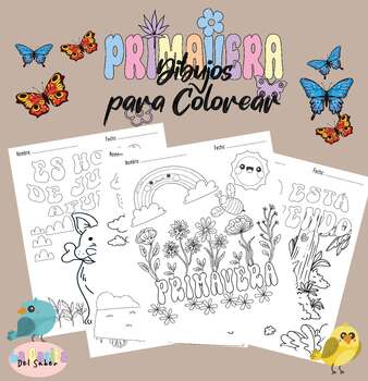 Preview of Primavera Coloring Sheets|Primavera dibujos para colorear- Spring Coloring Pages
