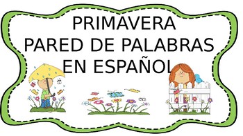 Preview of Primavera Pared de palabras Spring word wall in Spanish