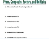 Prime, Composite, Factors, and Multiples