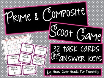 Preview of Prime & Composite Numbers Scoot Game {Task Cards}