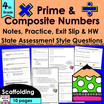 Preview of Prime & Composite Numbers no prep notes, CCLS practice, exit slip, HW, review