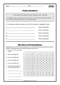 Prime, Composite, Square and Triangular Numbers Workbook by Splash