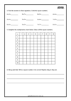 Prime, Composite, Square and Triangular Numbers Workbook by Splash