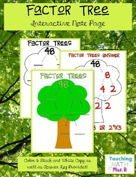 Prime Factor Tree Interactive Notebook Page by Sprinkled Donut Teacher