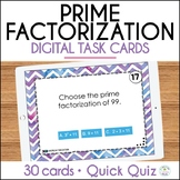 Prime Factorization Digital Math Task Cards and Quiz