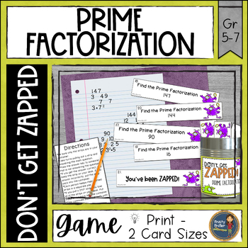 Preview of Prime Factorization Don't Get ZAPPED Partner Math Game - Math Center and Review