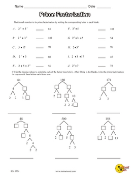 factor trees worksheet