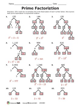 prime factorization factor trees packet tpt