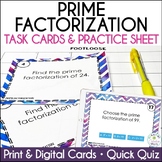 Prime Factorization Footloose Math Task Cards, Quiz Print 