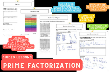 Preview of Prime Factorization Guided Lesson including Factors, Multiples, GCF, LCM