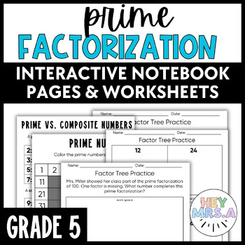 Preview of Prime Factorization | Interactive Notebook | Worksheets | 5th Grade
