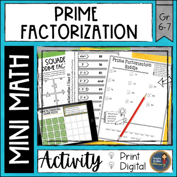 Preview of Prime Factorization Math Activities Puzzles and Riddle