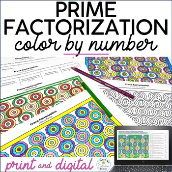 Preview of Prime Factorization Math Color by Number Print and Digital Math Activity  