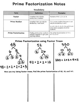 Prime Factorization Notes by This Bisch LOVES Math | TpT