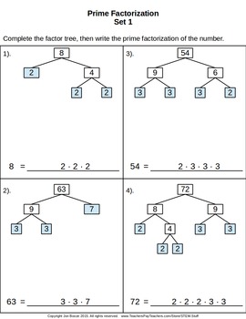 Prime Factorization Factor Trees by A Numerical Universe | TpT