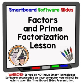 Preview of Factors and Prime Factorization Smartboard Slides Lesson