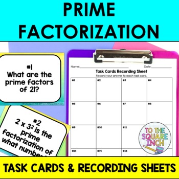 Preview of Prime Factorization Task Cards | Math Center Practice Activity