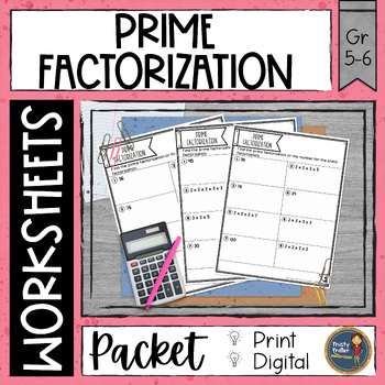 Preview of Prime Factorization Worksheets - No Prep - Print and Digital