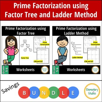Preview of Prime Factorization Worksheets using Factor Tree and Ladder Method