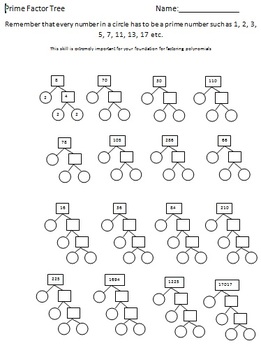 Prime Factorization (or Factor Tree) by Aplus Plans and Assessment