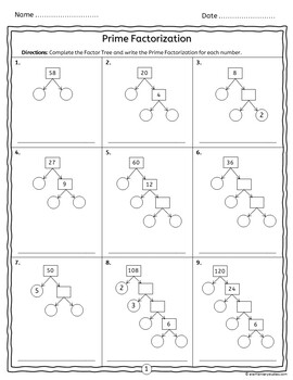 Prime Factorization using Factor Tree, LCM and GCF Worksheets | TPT
