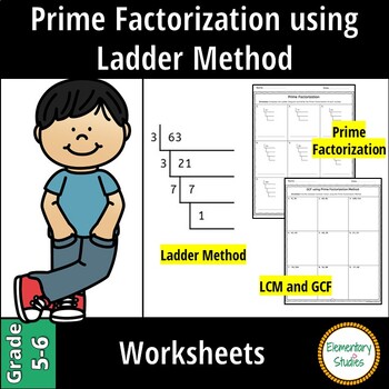 Preview of Prime Factorization using Ladder Method, LCM and GCF Worksheets
