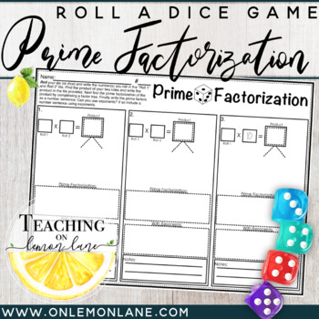 Preview of Prime Factorization with Exponents Dice Game (Prime Factors/Factoring) Math