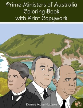 Preview of Prime Ministers of Australia Coloring Book with Print Copywork