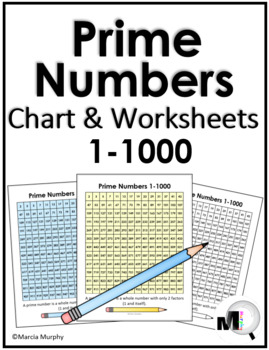 Preview of Prime Number Chart & Worksheets 1-1000